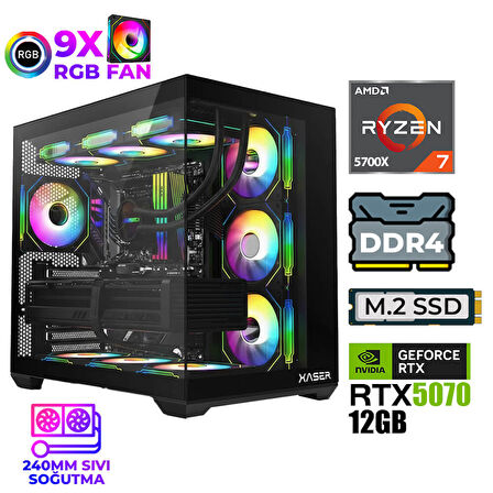 Xaser Master x5 Ryzen 7 5700X 32GB Ram 1TB M.2 NVMe SSD 12GB RTX5070 Sıvı Soğutmalı Oyuncu Bilgisayarı