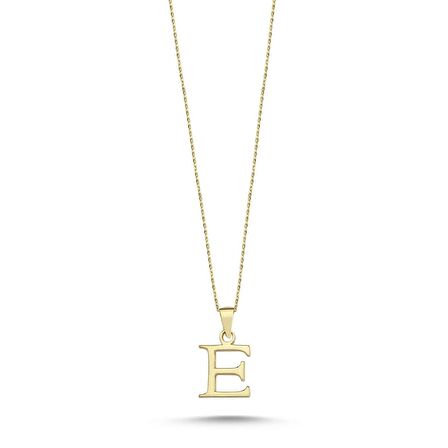 Altın Sade E Harfi Kolye
