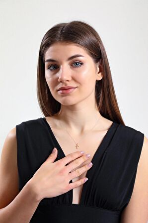 Altın Sade T Harfi Kolye