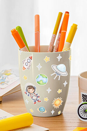 254 Adet Uzay Temalı Sticker Seti - Kalem Suluk Defter Cam Masa Laptop Tablet Sticker Suya Dayanıklı