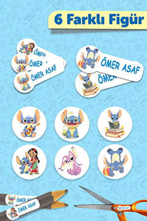 Okul Etiketi Kalem Defter isimli Etiket Isim Yazılabilen Stetch - 190 Adet Özel Tasarım