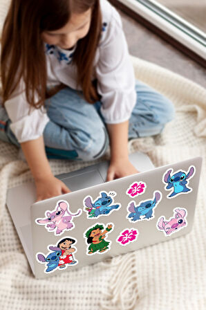 127 Adet Stitc Temalı Sticker Seti - Kalem Suluk Defter Cam Masa Laptop Tablet Sticker Suya Dayanıklı