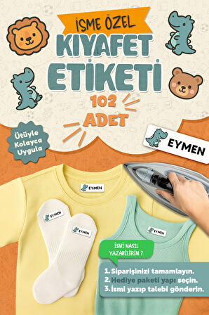 Kıyafet Etiketi - Okul Kıyafetlerine Kişiye Özel 30 Saniyede Kolay Uygulama Yıkanabilir Hayvan Figür