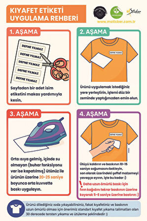 Kıyafet Etiketi - Okul Kıyafetlerine Kişiye Özel 30 Saniyede Kolay Uygulama Yıkanabilir - Uzay