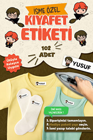 Kıyafet Etiketi - Okul Kıyafetlerine Kişiye Özel 30 Saniyede Kolay Uygulama Yıkanabilir - Harry