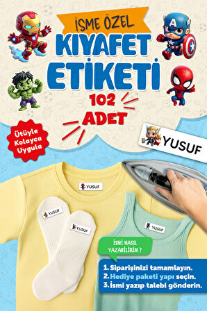 Kıyafet Etiketi - Okul Kıyafetlerine Kişiye Özel 30 Saniyede Kolay Uygulama Yıkanabilir - Kahramanl