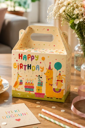 5'li Doğum Günü Hediye Kutusu Seti 10x13 cm | Çocuk Parti Kutusu | Şekerleme ve Hediyelik Kutu