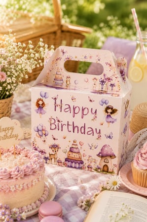 5'li Doğum Günü Hediye Kutusu Seti Orman Perileri 10x13 cm | Çocuk Parti Kutusu | Hediyelik Kutu