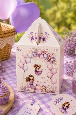 5'li Doğum Günü Hediye Kutusu Seti Orman Perileri 10x13 cm | Çocuk Parti Kutusu | Hediyelik Kutu