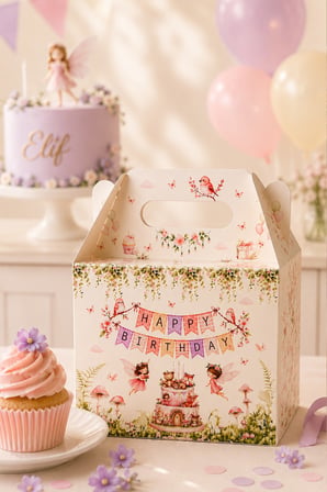 5'li Doğum Günü Hediye Kutusu Seti Orman Perileri 10x13 cm | Çocuk Parti Kutusu | Hediyelik Kutu
