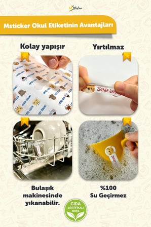 Okul Etiketi Kalem Defter isimli Etiket Isim Yazılabilen Kuromi 3- 190 Adet Özel Tasarım Etiket