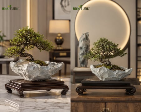 Doğal Kaya Formlu Beton Saksı ve Dekoratif Organizer 25 cm | El Yapımı | Sukulent, Kaktüs, Bonsai, Meyvelik ve Dekoratif Kullanım