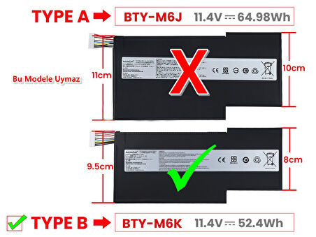 MSI GF75 THIN 10SDR Notebook Batarya Pil