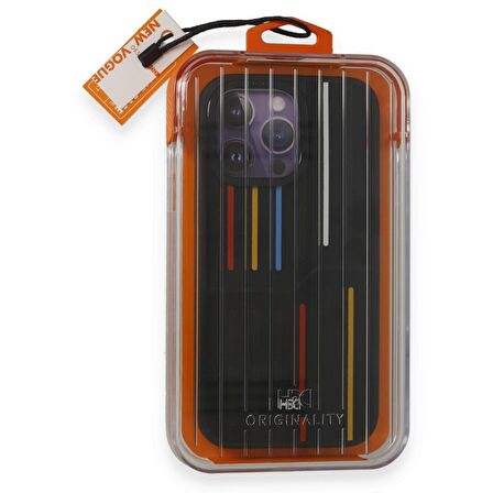 Gpack Apple iPhone 14 Pro Max Kılıf Renkli Çizgi Detaylı Roma HBC-221 Kapak