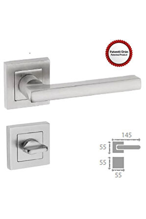 Eurpa Saten Nikel Kapı Kolu Kare Rozetli Wc (tk)