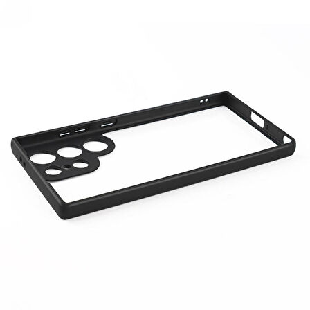 Gpack Samsung Galaxy S24 Ultra Kılıf Roll Arkası Şeffaf Plastik Kenar Silikon Airbagli