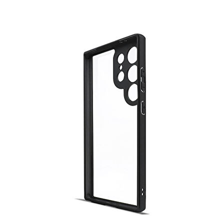 Gpack Samsung Galaxy S24 Ultra Kılıf Roll Arkası Şeffaf Plastik Kenar Silikon Airbagli