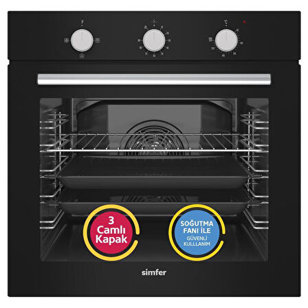 Simfer 4 Fonksiyon Mekanik Siyah Power Turbo 3'lü Ankastre Set(8205 Fırın + 3046 Ocak + 8721 Davlumbaz)