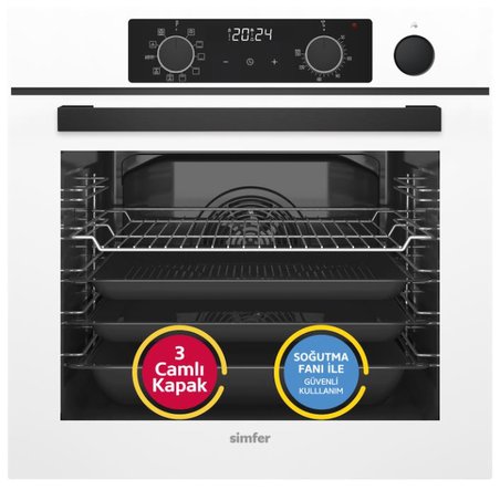 Simfer 0+10 Fonksiyon Steam Master Beyaz 3'lü Ankastre Set (8245 Fırın + 3509 Ocak + 8704 Davlumbaz)