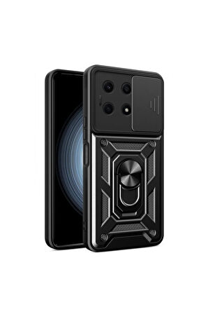 Gpack Xiaomi Poco X6 5G Kılıf Sert Silikon Tank Aramid Sürgülü Vega Yüzüklü