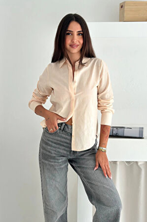 Balon Kol Gömlek Krem