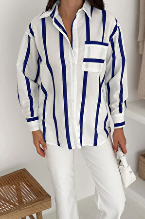 Kalın Lacivert Çizgili Gömlek