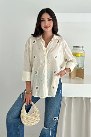 Nakışlı Kumaş Sırtıdüz Gömlek