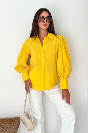 Balon Kol Gömlek Sarı