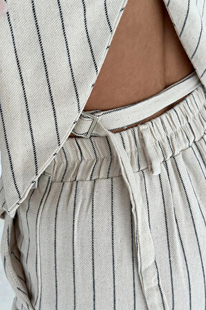 Sırt Dekolteli Yelek Pantolon Takım