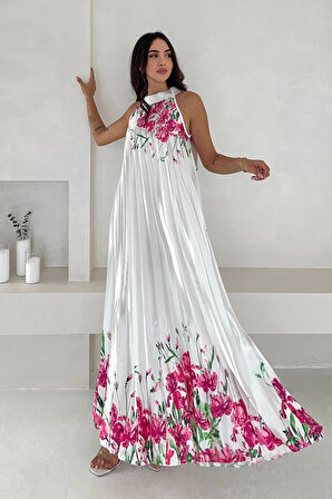 Saten Kumaş Piliseli Elbise