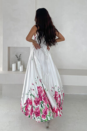 Saten Kumaş Piliseli Elbise