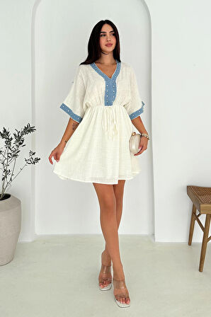 Kot Garnili Talı Keten Elbise