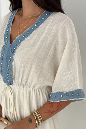 Kot Garnili Talı Keten Elbise