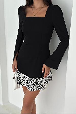 Zebra Desen Garnili Elbise