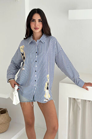 Ayıcık Baskılı Gömlek Lacivert