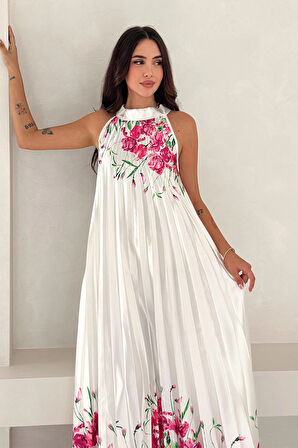 Saten Kumaş Piliseli Elbise