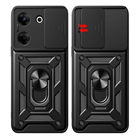Gpack Tecno Camon 20 Pro 5G Kılıf Sert Silikon Tank Aramid Sürgülü Vega Yüzüklü