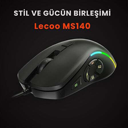 Lecoo MS140 Kablolu 6400DPI 10 Makro Tuşlu RGB LED Gaming Optik Mouse