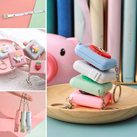 Bst® Sevimli Yumuşak Stickerli 150 cm Uzunluğunda Pratik Taşınabilir Çanta Boy Anahtarlıklı Mezura