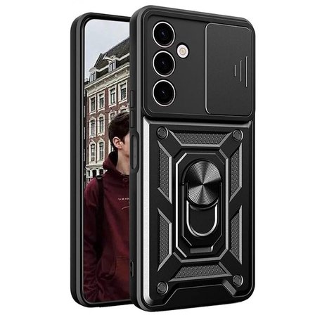 Gpack Samsung Galaxy S24 Kılıf Sert Silikon Tank Aramid Sürgülü Vega Yüzüklü