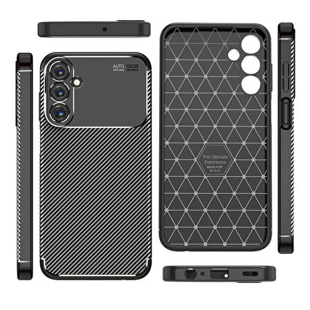 Gpack Samsung Galaxy A15 Kılıf Negro Karbon Kamera Korumalı Silikon LüxNano
