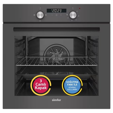 Simfer 4 Fonksiyon Trend Dijital Silver Power Turbo 3'lü Ankastre Set (8237 Fırın + 3655 Ocak + 8705 Davlumbaz)