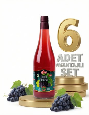 Afia Üzüm Sirkesi Cam Şişe 6x1 Lt