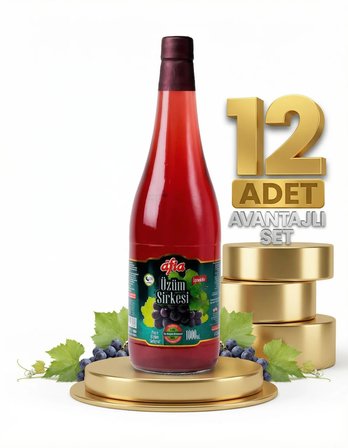 Afia Üzüm Sirkesi Cam Şişe 12x1 Lt