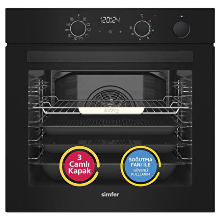 Simfer 11 Fonksiyon Steam Master Siyah 3'lü Ankastre Set(8244 Fırın + 3653 Ocak + 8678 Davlumbaz))