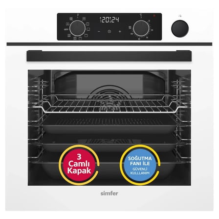 Simfer 0+10 Fonksiyon Steam Master Beyaz 3'lü Ankastre Set (8245 Fırın + 3509 Ocak + 8707 Davlumbaz)
