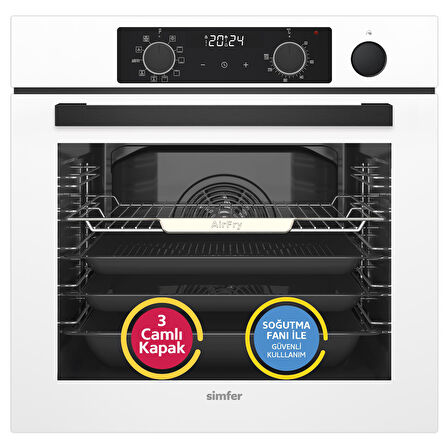 Simfer 11 Fonksiyon Steam Master Beyaz 3'lü Ankastre Set (8245 Fırın - 3654 Ocak - 8739 Davlumbaz)