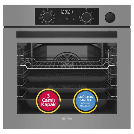 Simfer 11 Fonksiyon Steam Master Gri 3'lü Ankastre Set (8246 Fırın - 3656 Ocak - 8740 Davlumbaz)