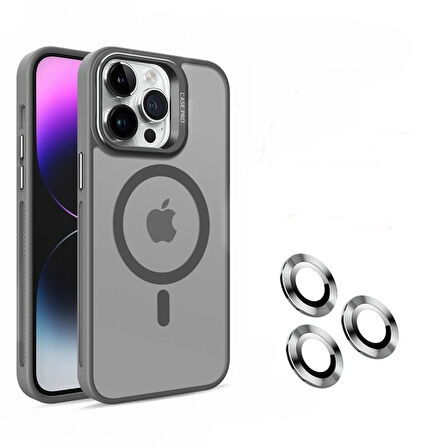 Gpack Apple iPhone 15 Pro Max Kılıf Magsafeli Standlı Sert Mika  Lens Koruyucu