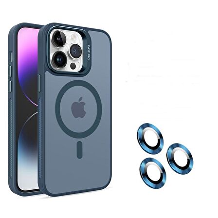 Gpack Apple iPhone 14 Pro Kılıf Magsafeli Standlı Sert Mika  Lens Koruyucu  Nano